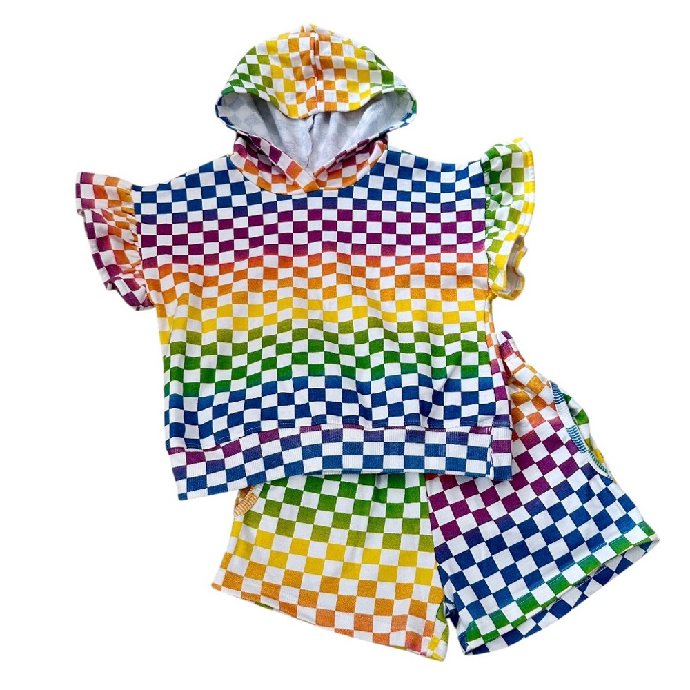 Jessica Simpson Rainbow Check Matching Outfit Set